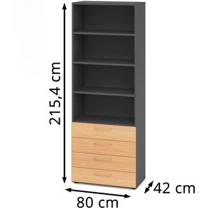 Produktbild für Kombischrank Hammerbacher Serie 9 Advanced, buche / graphit