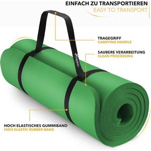 Produktbild für Yogamatte Tresko mit Tragegurt, grün, 1,5 cm stark