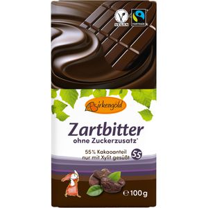 Birkengold Tafelschokolade Zartbitter, mit Xylit, Fairtrade, 100g