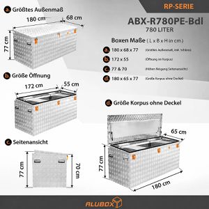 Produktbild für Fahrzeugbox ALUBOX-Alukiste ABX-R780PE, Aluminium Riffelblech
