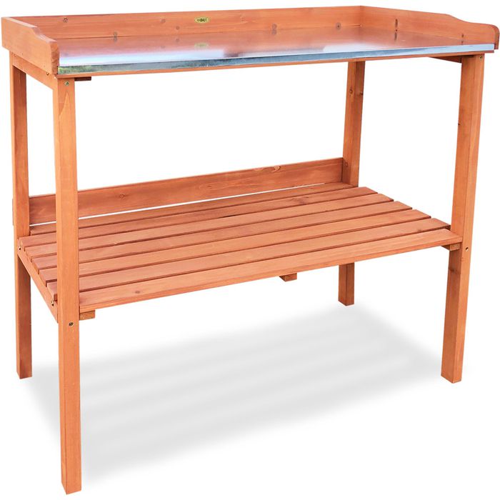 Habau Pflanztisch 698, braun, 98 x 48 x cm, Holz, Metall, mit Ablagefläche – Böttcher AG