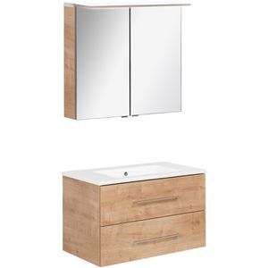 Waschtisch Fackelmann B.perfekt, mit Spiegelschrank, eiche