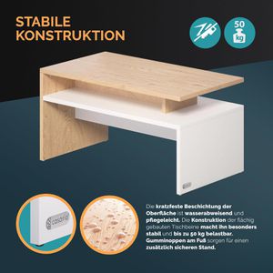 Produktbild für Couchtisch CASARIA Sacramento, aus Holz, eiche / weiß