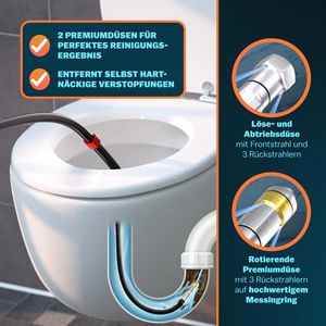 Produktbild für Rohrreinigungsset Monzana Premium 109611, inkl. 3 Adapter