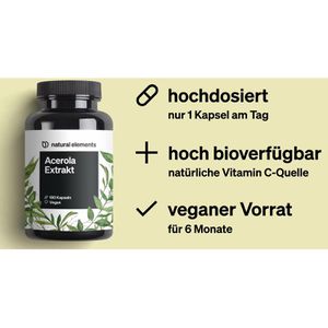 Produktbild für Vitamin-C natural-elements Acerola Extrakt, 180 Kapseln