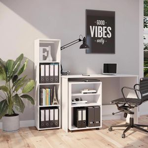 Produktbild für Bücherregal Vicco Ludus, weiß, mit 2 Faltboxen