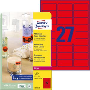 Universaletiketten Zweckform L6003-25, neon-rot