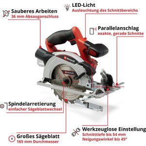 Produktbild für Handkreissäge Einhell TE-CS 18/165-1 Li-Solo, Akku