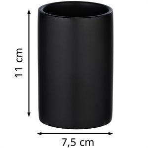 Produktbild für Zahnputzbecher Wenko Polaris, schwarz, aus Keramik