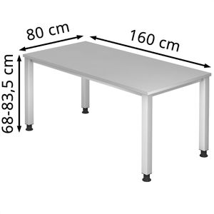 Produktbild für Schreibtisch Hammerbacher Q-Serie, lichtgrau / silber