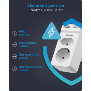 Produktbild für Steckdosenadapter Voomy Split X2S, mit Überspannungsschutz