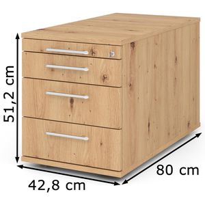 Produktbild für Rollcontainer Hammerbacher Solid TC30, aus Holz, asteiche