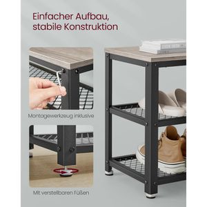 Produktbild für Schuhbank Vasagle LBS078K01, schwarz / graubraun, aus Metall