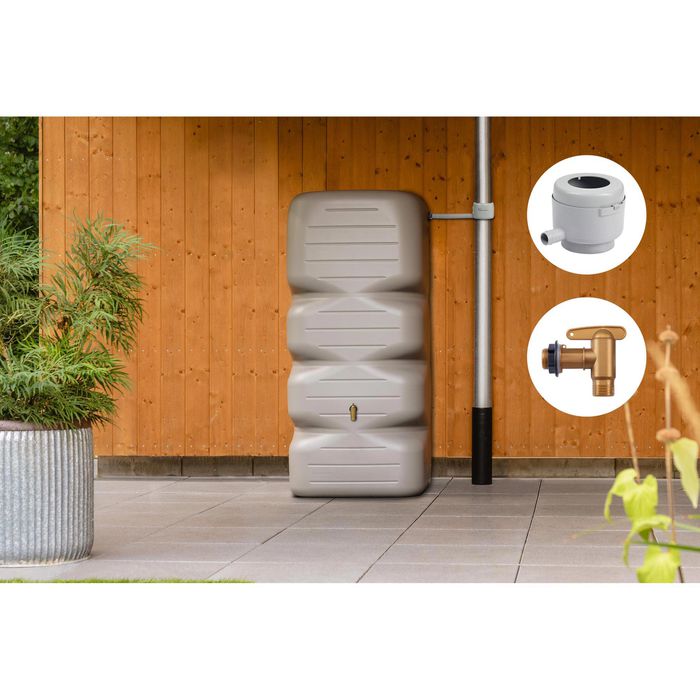 Garantia Regentonne GartentankSet, 360 Liter, betongrau, mit