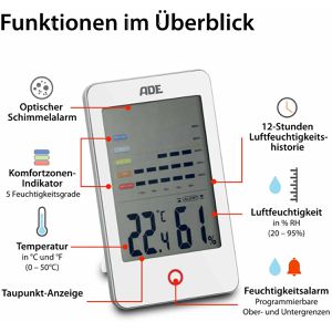 Produktbild für Thermo-Hygrometer ADE WS1700, digital, weiß