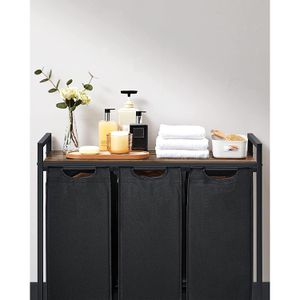 Produktbild für Wäschekorb Vasagle BLH301B01, schwarz, 3 Fächer