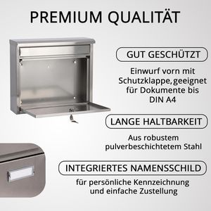 Produktbild für Briefkasten Böttcher-AG BK01, Premium, silber, aus Stahl
