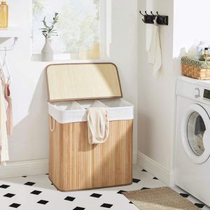 Produktbild für Wäschekorb Songmics LCB091N01 braun, mit 3 Fächern
