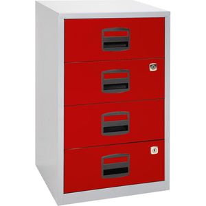 Standcontainer Bisley-Home PFA4S, grau / rot
