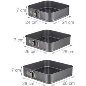 Produktbild für Backform Relaxdays quadratisch, mit Flachboden, Stahl, 3-tlg.