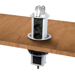 Produktbild für Einbausteckdose LogiLink LPS235A, mit 1,8 m Kabel, versenkbar