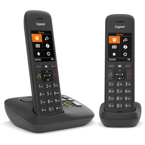 Gigaset Telefon C575A Duo, schwarz, schnurlos, mit Anrufbeantworter