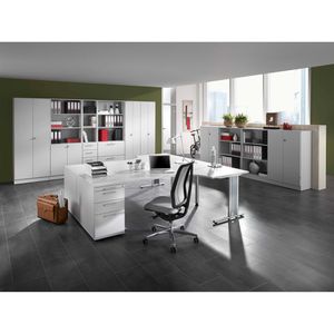 Produktbild für Schreibtisch Hammerbacher N-Serie, lichtgrau / silber