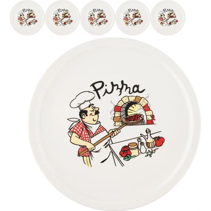 Van-Well Pizzateller Küchenchef, Porzellan, farbig, Ø 30cm, 6 Stück – Böttcher AG