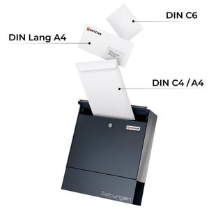 Produktbild für Briefkasten Metzler BK212-ZF, anthrazit, aus Stahl
