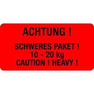 Hinweisetiketten Eichner Schweres Paket 10 - 20 kg