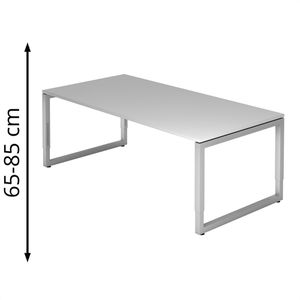 Schreibtisch Hammerbacher R-Serie, lichtgrau / silber