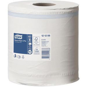 Produktbild für Putztuchrolle Tork Universal 121206, M2, Recyclingpapier, weiß