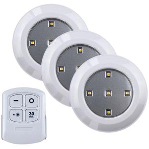 LEDmaxx LED-Unterbauleuchte ub1001, warmweiß, mit Batterie, Ø 10 cm, 3 Stück