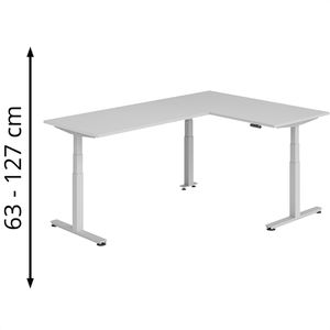 Produktbild für Schreibtisch Hammerbacher XDSMW, lichtgrau / silber