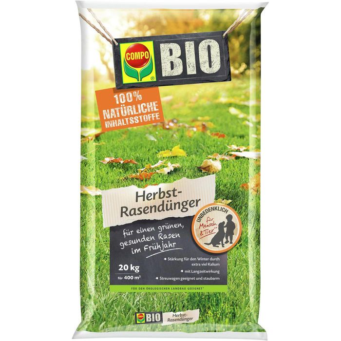 Compo Dnger Bio Herbst-Rasendnger, Langzeitwirkung bis 90 Tage, 20 kg fr  ca.400m  Bttcher AG
