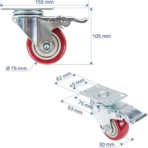 Produktbild für Schwerlastrolle HMF 6710, Lenkrolle mit Bremse