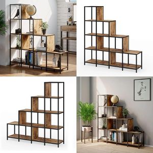 Produktbild für Bücherregal Vicco Fyrk, schwarz / dunkelbraun