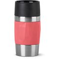Isolierbecher Emsa Travel Mug Compact, 300 ml hält 3h warm, Edelstahl doppelwandig, koralle