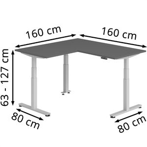 Produktbild für Schreibtisch Hammerbacher XDSMW, graphit / silber