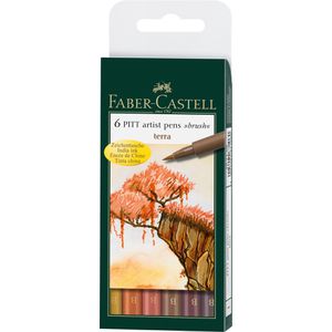 Faber-Castell PITT Artist Pen 6er Etui brush Terra 