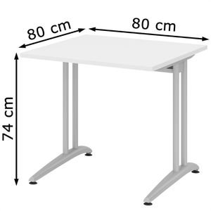 Produktbild für Schreibtisch Hammerbacher B-Serie, weiß / silber