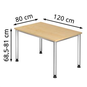 Produktbild für Schreibtisch Hammerbacher H-Serie, ahorn / silber