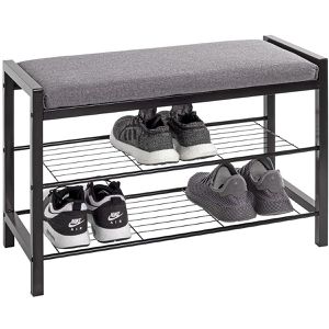 Produktbild für Schuhbank Haku-Möbel 54544, schwarz / grau, aus Metall