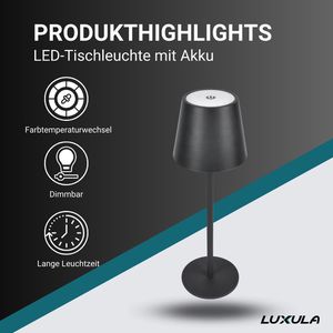 Produktbild für Tischlampe Luxula LX700160, schwarz, LED, warm- bis kaltweiß