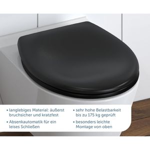 Produktbild für WC-Sitz Schütte Black 82410, oval, aus Duroplast