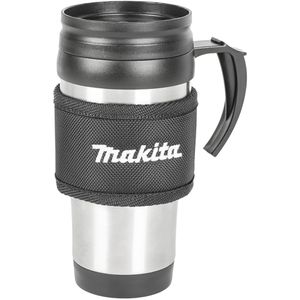 Produktbild für Thermobecher Makita E-15578, mit Henkel, silber / schwarz