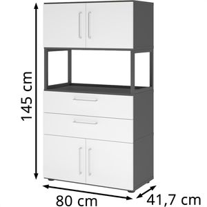 Produktbild für Kombischrank Hammerbacher FW48K7RG, weiß / graphit