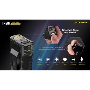 Produktbild für Taschenlampe Nitecore TM20K Tiny Monster aufladbar