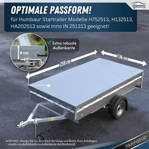 Produktbild für Anhänger-Plane Tarpofix FP5-GR, wasserdichte Flachplane