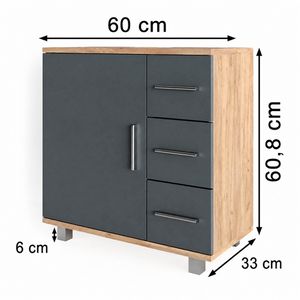 Produktbild für Waschbeckenunterschrank Vicco Ilias, anthrazit / eiche